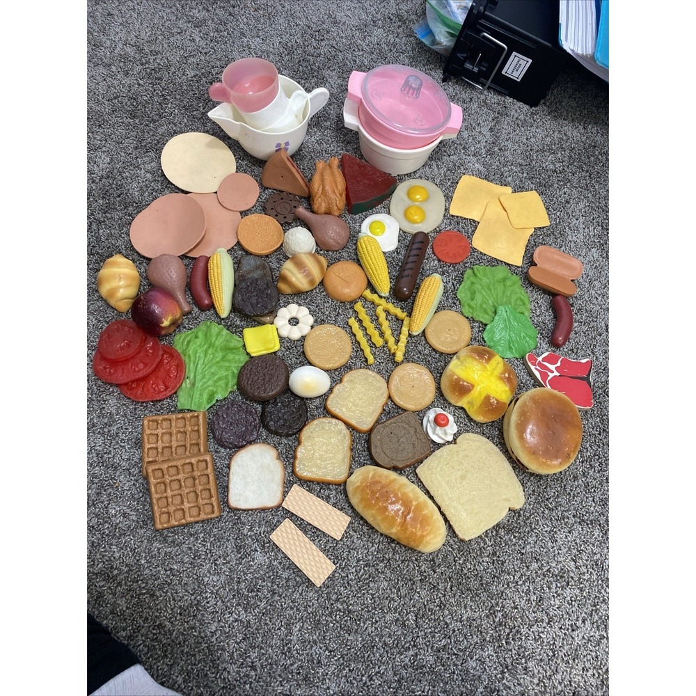 Vintage Toy Food Lot Pretend Play Kitchen Props Realistic Rubber Too
